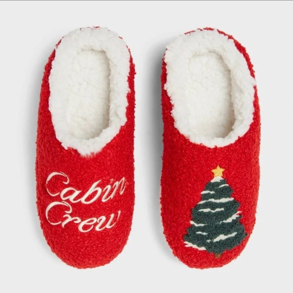 Wonderkids Red Cabin‎ Crew Christmas Slippers Kids Size 2-3
